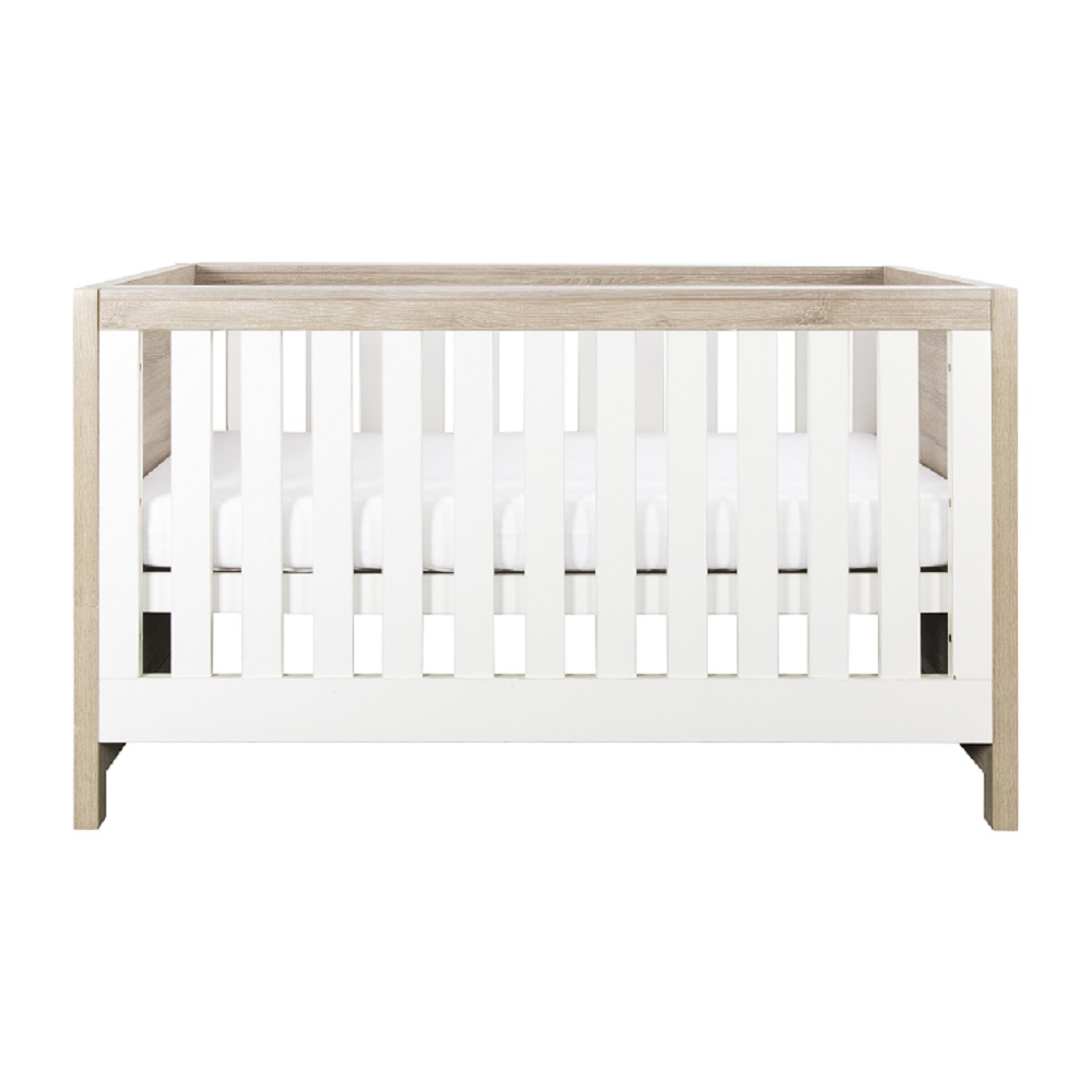 cot bed white and oak