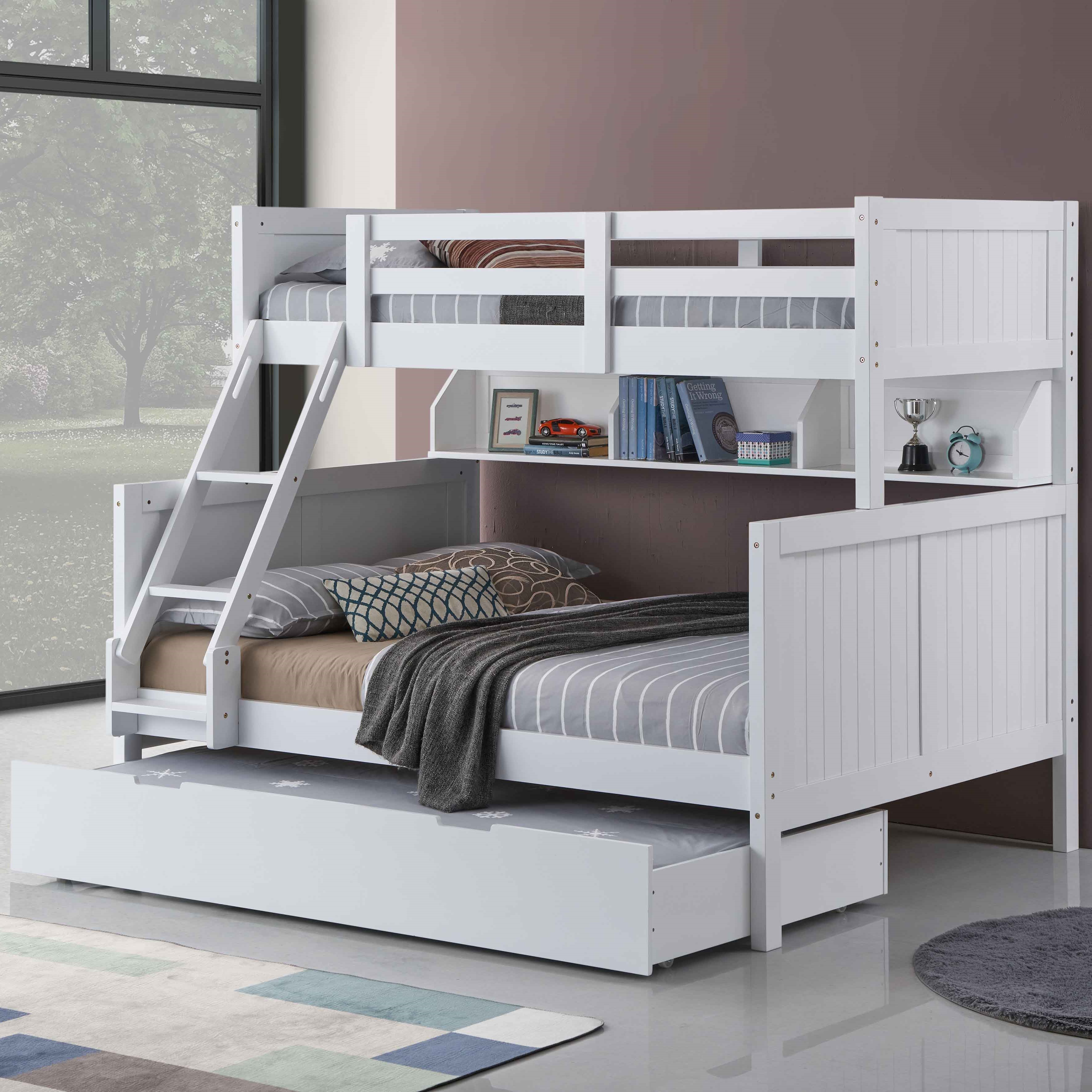 Double Bunk Bed Storage Trundle, Bunk Bed Shelves Storage